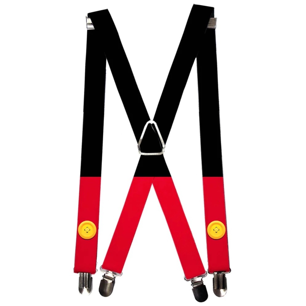 Buckle down Mickey classic Disney suspenders red and yellow buttons disneybound